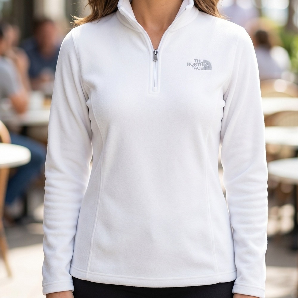 The North Face Womens TKA 100 1/4 Zip Fleece Pullover White Mock Neck 4846